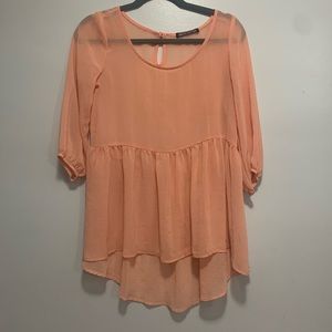 Sheer high-low blouse